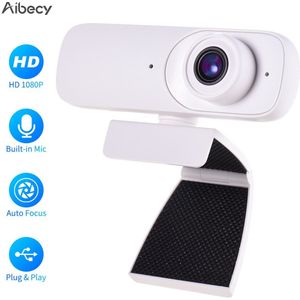 Aibecy Hd 1080P Webcam Web Camera Met Microfoon Ondersteuning Touch-Schakelaar Autofocus Usb Pc Camera Webcam voor Pc Desktop Laptop