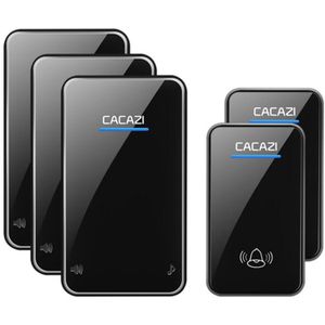 CACAZI Draadloze Deurbel DC Batterij-operated Waterdichte 1 Knop 1 Ontvanger Led Light Thuis Draadloze Deurbel 48 Chime 6 Volume