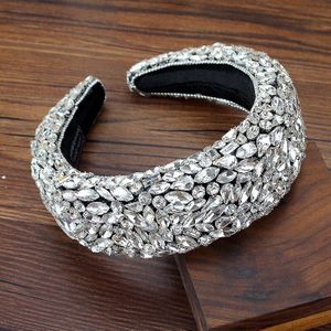 Sparkly Volledige Clear Crystal Gem Hoofdbanden Padded Diamante Strass Bruids Haarbanden Voor Vrouwen Luxe Bruiloft Haar Accessoires