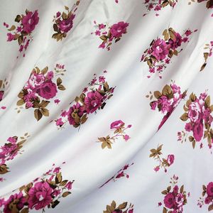 100Cm * 148Cm Elegante Bloemen Satijnen Voering Stof Mode Sjaals Jurk Charmeuse Doek Polyester Rood