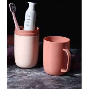 Badkamer Toothbrushing Cup Met Handvat Paar Mondwater Cup Reizen Draagbare Tandenborstel Cup Plastic Tandheelkundige Opbergdoos