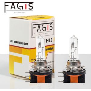 Fagis 2Pcs H15 12V 15/55W Ons Transparant Glas Warm Wit Auto Koplamp Lampen Auto halogeen Lampen Auto Lichten