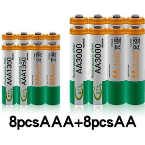 100% 1.2 V Aa 3000Mah Ni-Mh Oplaadbare Batterijen + Aaa Batterij 1350 Mah Rechageable Batterij Ni-Mh 1.2 V aaa Batterij