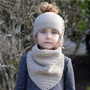 IANLAN Kinderen Cute Winter Warm Hoeden Sjaals voor Kinderen Sets Hoofdband Stijl Meisjes Solid Knit Wol Caps Halsdoeken Set IL00191