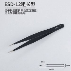 Anti-Statische Esd Rvs Hand Pincet Haar Picking Nail Telefoon Reparatie Tools Industriële Precisie Gebogen Rechte Pincet