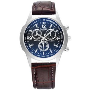 Man Quartz Horloges Fancy Blauw Licht Horloge Mannen Mannelijke Business Casual Polshorloge Lederen Band Yazole Armband Horloge