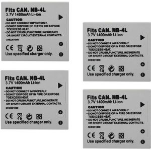 Camera Batterij NB-4L NB4L Nb 4L Voor Canon Ixus 30 40 50 55 60 65 80 100 Powershot SD1000 1100 SD780 SD960 1400Mah Batterijen