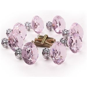 8 X Roze Diamant Bling Decoratie Deur Meubels Lade Slingerknop 30x27mm