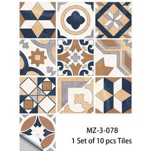 OUJING - MZ-3-078 - Muurstickers - Bohemian Style Frosted Tegels - 10 Stuks