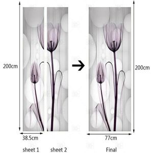 Waterdichte 3D Pvc Moderne Eenvoudige Transparante Bloem Tulpen Foto Behang 3D Woonkamer Slaapkamer Deur Sticker Muurschilderingen Home Decor