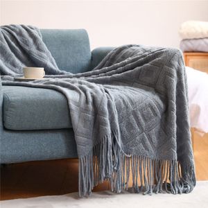 Gebreide Plaid Deken TRGCJGH - Fleece Gevoerd, Zacht En Warm, Perfect Voor Op De Bank In De Winter, 130x160 Cm, Grijs Chenille Deken Gezellig