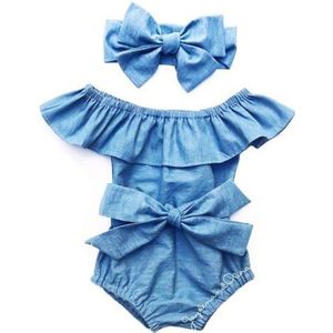 Maximale leverancier Pasgeboren Baby Meisjes Strik Mouwloze Bodysuit Jumpsuit Outfits Set Kleding Maat 0-24M