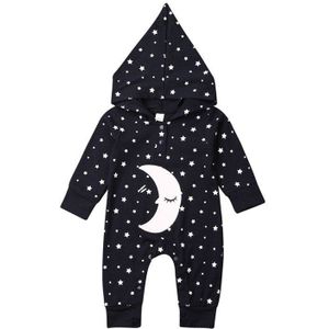 Pasgeboren Baby Kleding Unisex Kids Maan Hooded Jumpsuit Romper Winter Warm Lange Mouwen Katoenen Kleding Sets