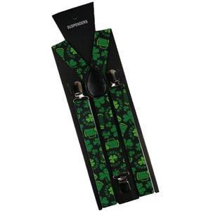 Winfox Mode Zwart Groen Wit 2.5 cm Breed Clover Bretels Voor Vrouwen Mannen