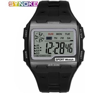 Synoke Mannen Vierkante Digitale Horloge Lichtgevende Multifunctionele Outdoor Sport Waterdicht Man Horloge Led Display Digitale Horloge