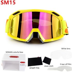Motorhelm Bril Soman SM15 Casco Moto Goggles Lens Helm Motorfiets + 3 Stuks Films + Extra Clear Lens Voorruit glas