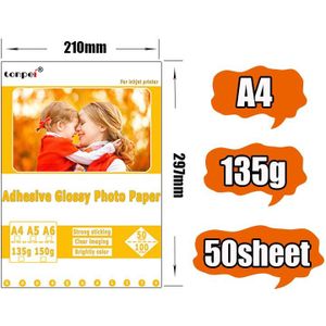 A4 50 Vellen A5 A6 100 Vellen 135G 150G Hoge Glossy Zelfklevend Inkjet Printen Met Back Lijm sticker Fotopapier