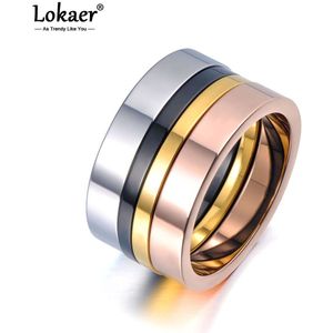 Lokaer Trendy 4 In 1 Kleurrijke Goud Eenvoudige Ringen Sieraden Titanium Rvs Wedding Engagement Ring Voor Vrouwen Meisjes R19071