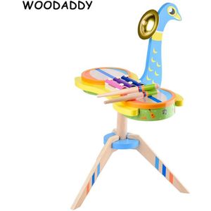 Baby Speelgoed Pauw Drum Kit Kinderen Muziekinstrumenten Houten Speelgoed Voor Kinderen Xylofoon Speelgoed Educatief