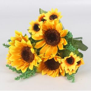 Herfst Decoratie 13 Heads Gele Zonnebloem Zijde Kunstmatige Bloemen Boeket Voor Thuis Decoratie Office Party Garden Decor