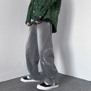 Hip Hop Zakken Afdrukken Losse Casual Jeans Mannen Rechte Wijde Pijpen Broek Mannelijke Harajuku Oversized Streetwear Denim Broek