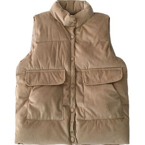 Gowyimmes Herfst Vrouwen Corduroy Katoenen Vest Dame Mouwloze Down Katoenen Jas Korte Paragraaf Vrouwelijke Winter Vest Uitloper 694