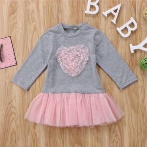 Peuter Baby Kind Kids Baby Meisjes Lange Mouwen Kant Tutu Tule Jurk Lace Mini Jurk Outfits Kleding 6M-4T