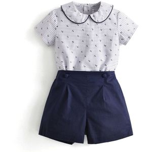 2022 Zomer Baby Jongens Spaans Kleding Set Kinderen Boutique Outfits Stirped Shirts Navy Bloeiers Jongen Groepen Merken Kleding