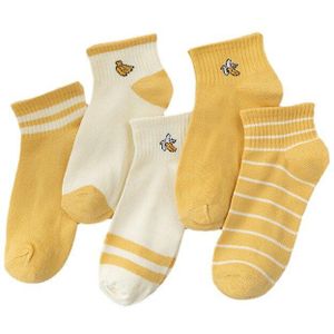5 Pairs/lot Brand Funny Cute Cotton Women Yellow Banana Short Female Low Cut Ankle Cartoon Socks Summer Spring Girl