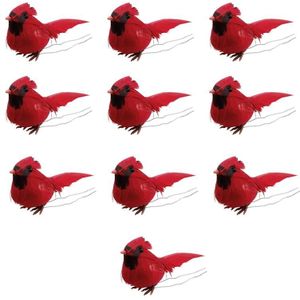 10Pcs Kunstmatige Vogels Levendig Tuin Emulatie Decoratie Draagbare Kardinaal Vogels Kerstboom Ornament Voor Thuis