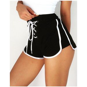 Running Shorts vrouwen Training Marathon Sneldrogende Fitness Gym Tie touw Sport Shorts Witte Strepen Losse Yoga Shorts Jogger