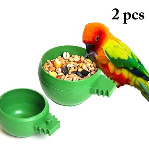 2 Stks/set Vogel Kommen Opknoping Ronde Vormige Pet Food Bowls Huisdier Kooi Kommen Plastic Voeden Houder Vogel Benodigdheden Huisdier Accessoires