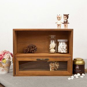 Houten Kast Box Organizer Opslag Glas Lade Vintage 30*12*24CM