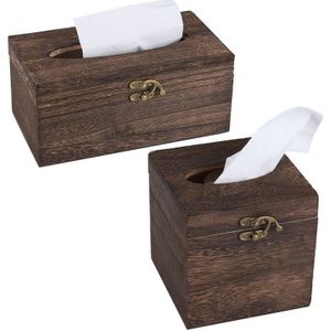 Papier Rack Hout Opslag Tissue Doos Auto Thuis Rechthoek Vormige Tissue Box Container Handdoek Servet Tissue Dispenser Organizer Houder