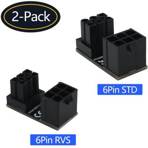 Atx 6 Pin Voeding Adapter Voor Videokaart Power Connector Verticale Gat 2X180 Graden Hoek Connector