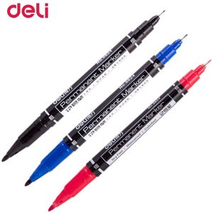 Deli 12 stuks gekleurde dual tip 0.5/1mm snelle droge permanente teken marker pennen stof metalen fineliner voor tekening