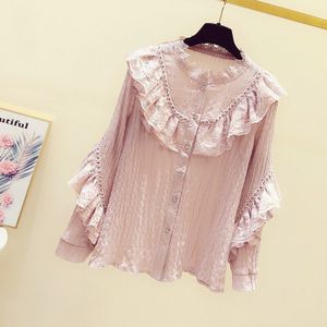 Japanse Lotusblad Overhemd Herfst Losse Kraag Temperament Fee Kant Lange Mouwen Victoriaanse Shirt Gothic Lolita Cos