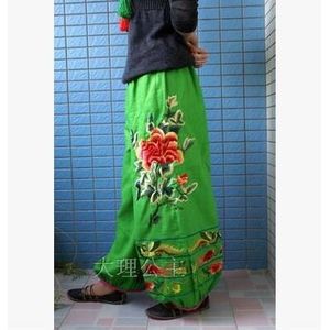 Linnen Vrouwen Borduren Broek Herfst Broek Losse Chinese Ouderen