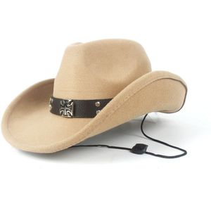 Vintage Vrouwen Mannen Wol Hollow Western Cowboy Hoed Roll-up Rand Gentleman Outblack Sombrero Hombre Jazz Fedora Cap