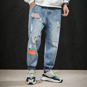 Dossan Mannen Losse Hip Hop Streetwear Harem Denim Jean Broek Volledige Lengte Zakken Casual Mannen Korea Enkellange Broek