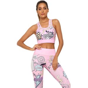 Vrouwelijke Sport Pak Vrouwen Fitness Kleding Sport Wear Yoga Set Cartoon Gym Joggingpakken Sportkleding Running Leggings