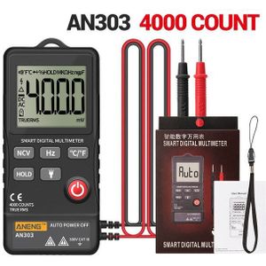 Aneng An303 Mini True Rms Digitale Multimeter 4000 Display Dc/Ac Voltmeter Tester Capaciteit Ncv Ohm Weerstand Hz Test auto