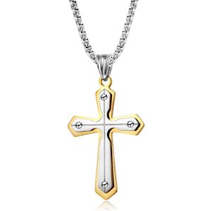 Zwart Gouden Zilveren Kleur Mannelijke Mannen Cross Hanger Christelijke Ketting Rvs Sieraden