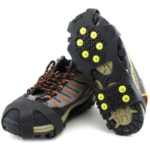 10 Studs Anti-Slip Ijs Spikes Schoenen Ice Gripper Zwart Duurzaam Stretchy Sneeuw Ijs Stijgijzers Cleats Overschoenen Voor Outdoor klimmen