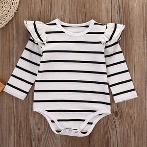 Katoen Pasgeboren Baby Baby Jongen Meisjes Kleding Tops Bodysuit Lange Mouwen Katoenen Gestreepte Jumpsuit Kleding Outfits