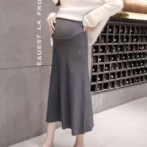 Hoge Taille Gebreide Rok Moederschap Kleding Elastische Rok Voor Zwangere Vrouwen Herfst Winter Dieptepunt Abdominale Zwangerschap Rokken