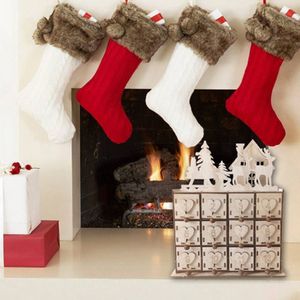 Houten Kerst Advent Kalender Met 24 Laden Huis Decor Diy Bruiloft Ornamenten Sieraden Doos Kerst Countdown Kalender