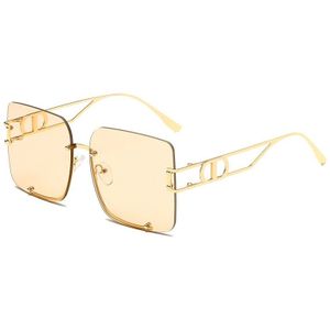 Vierkante Vissen Zonnebril Voor Vrouwen Vintage Randloze Snoep Kleuren Clear Lens Eyewear Mentale Frame Mannen Zonnebril