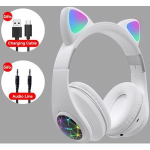 M2 Kat Oor Headset Met Led Flash Light Bluetooth 5.0 Jongeren Kids Meisjes Headset Bluetooth Hoofdtelefoon Bluetooth Headset