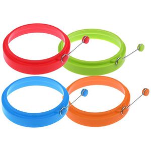 4 stks/set Leuke Eierkoker Plastic Ei Stroper Set Keuken Egg Cooker Gereedschap Ei Mal Vorm Met Deksel Borstel Pannenkoek maker